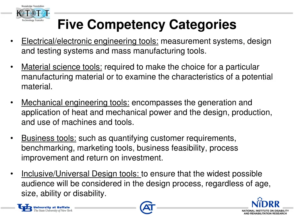 five competency categories electrical electronic