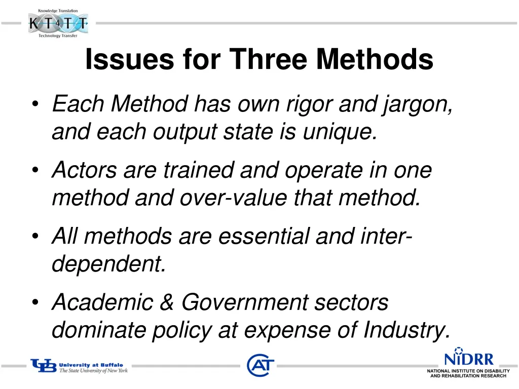 issues for three methods