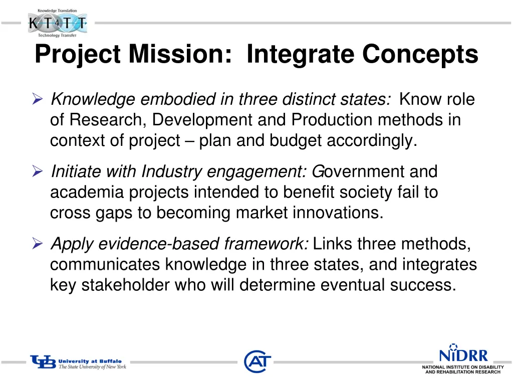 project mission integrate concepts