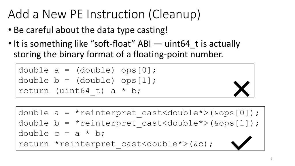 add a new pe instruction cleanup be careful about