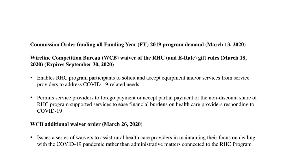 commission order funding all funding year fy 2019