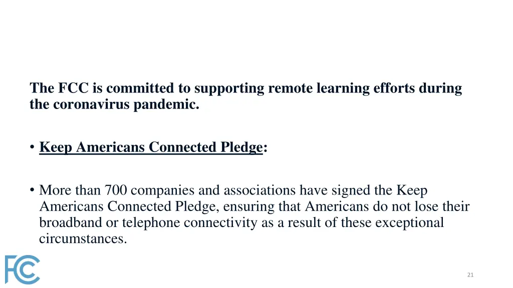 the fcc is committed to supporting remote