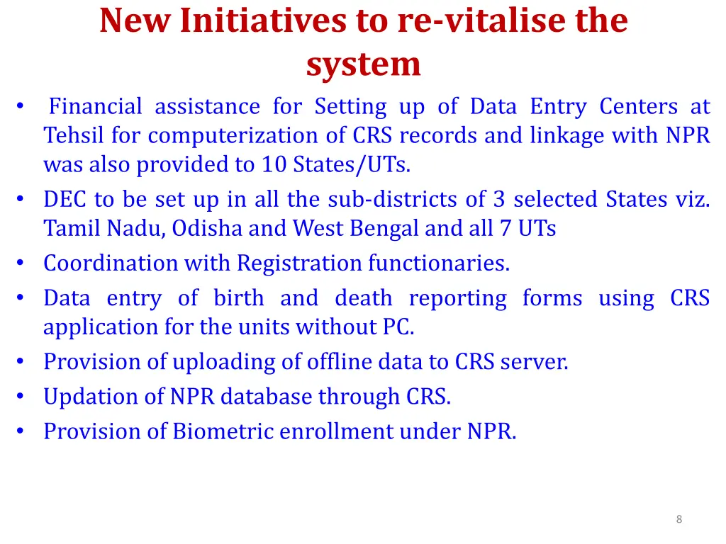new initiatives to re vitalise the system 3