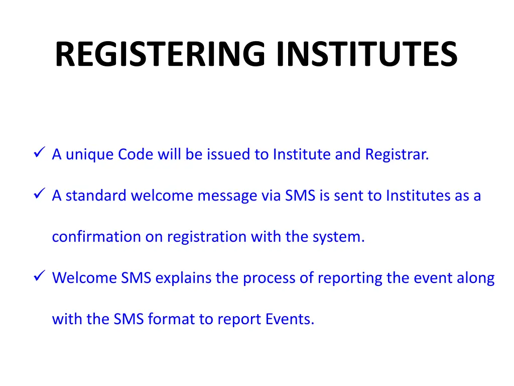 registering institutes