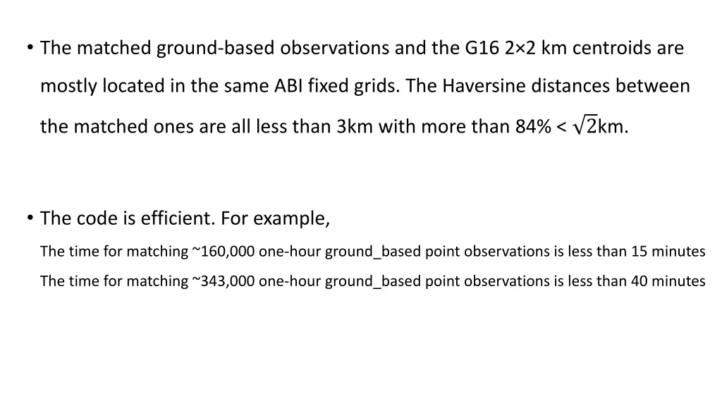 the matched ground based observations