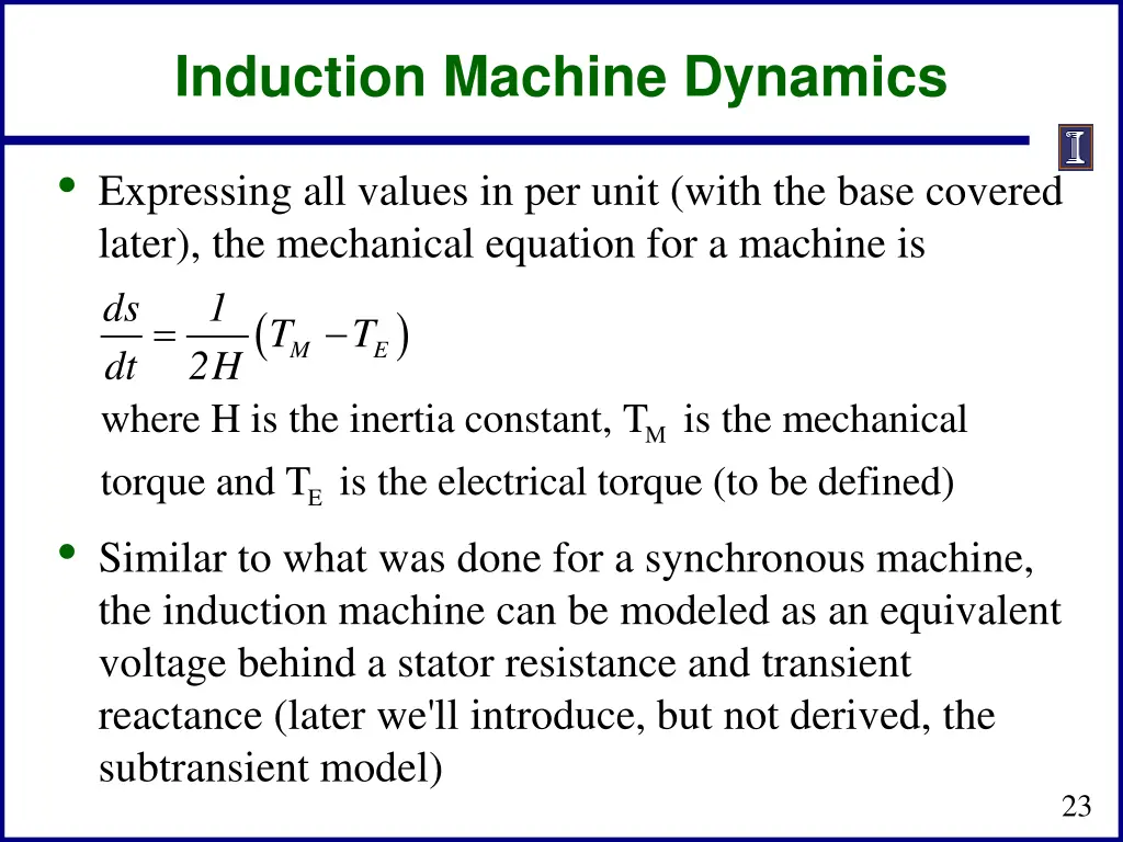 induction machine dynamics
