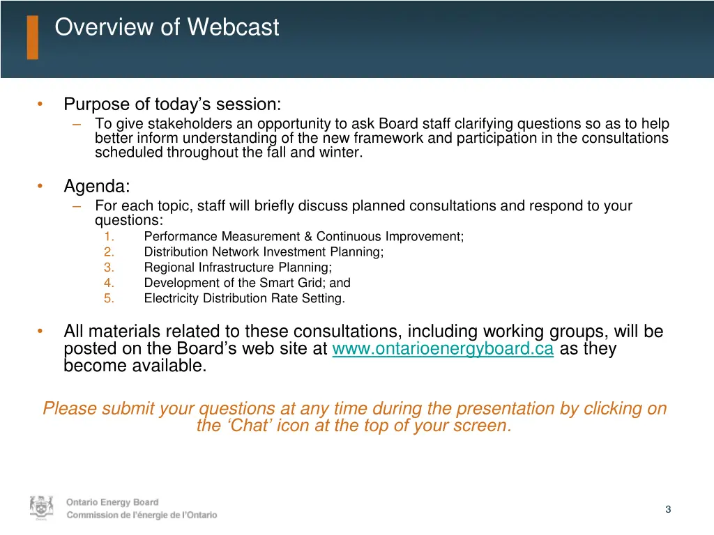 overview of webcast
