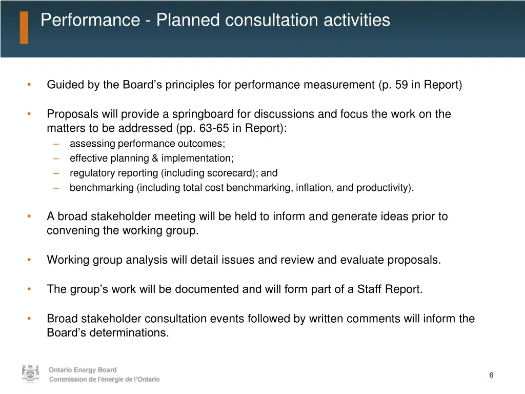 performance planned consultation activities