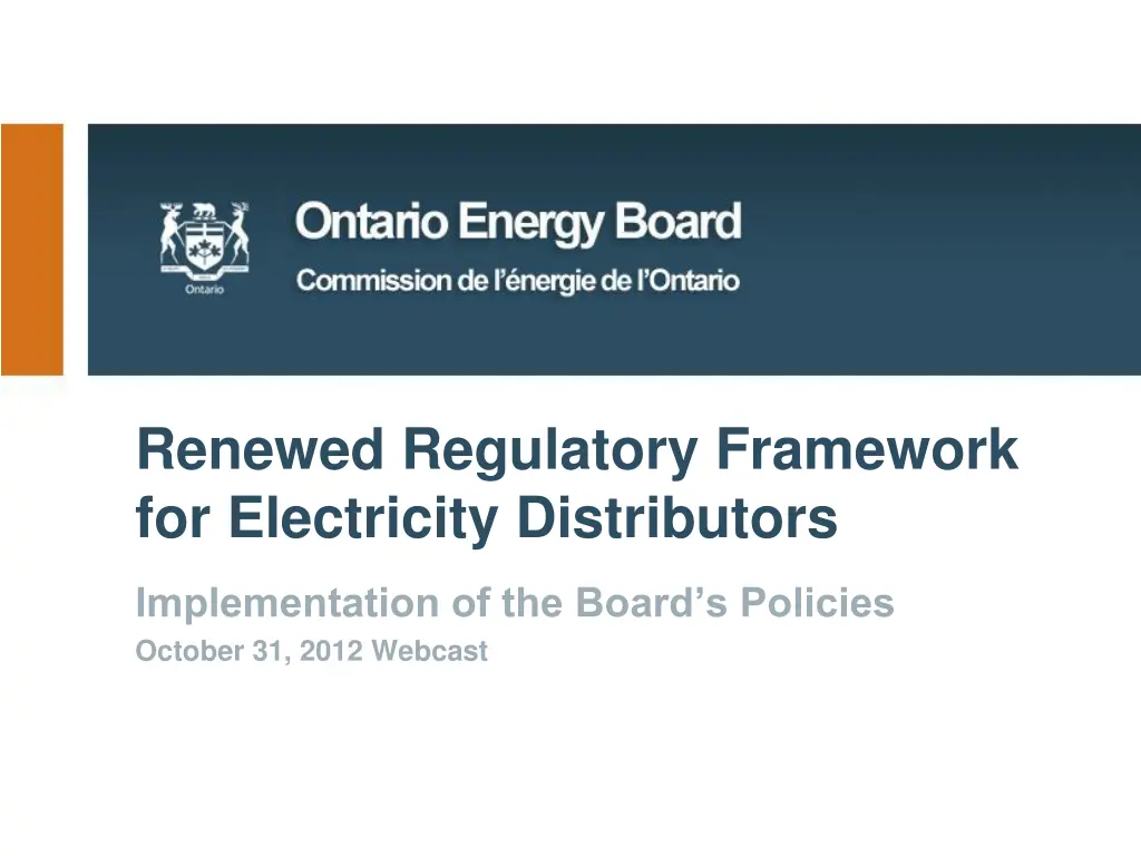 renewed regulatory framework for electricity