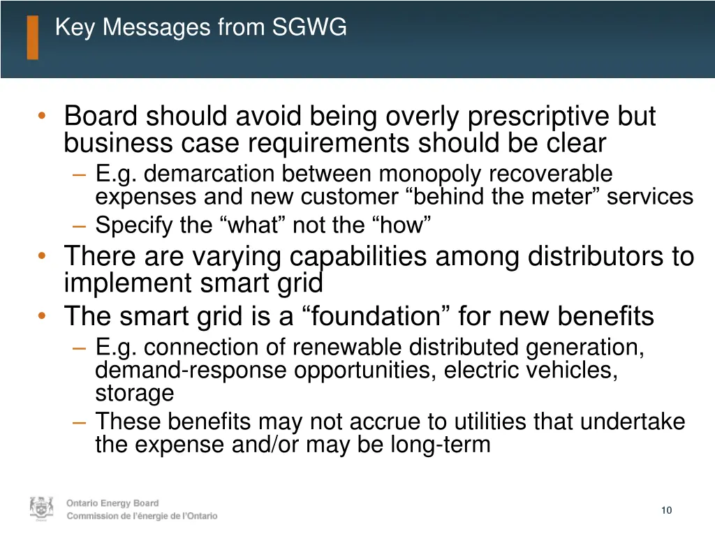 key messages from sgwg