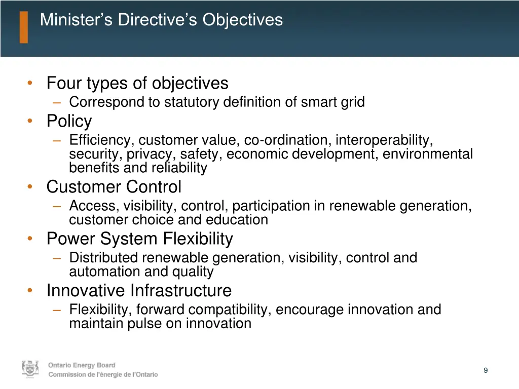 minister s directive s objectives