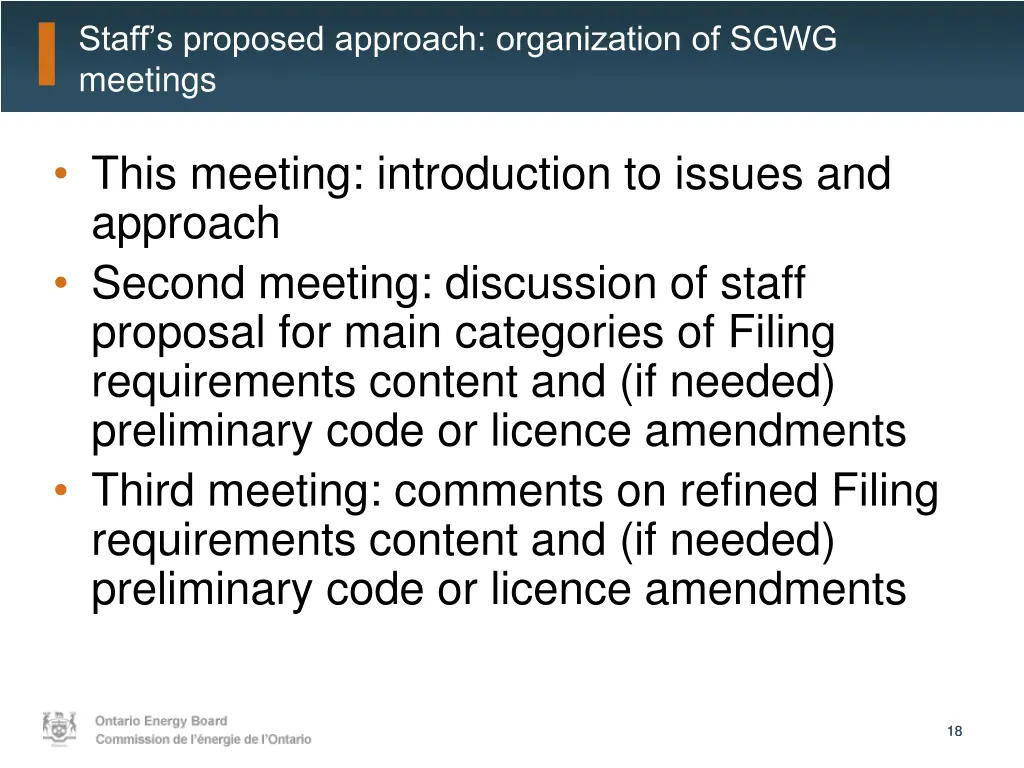 staff s proposed approach organization of sgwg