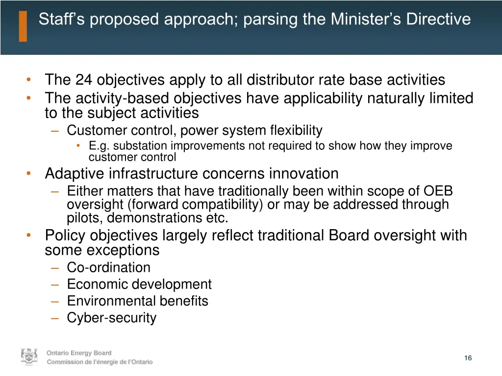 staff s proposed approach parsing the minister