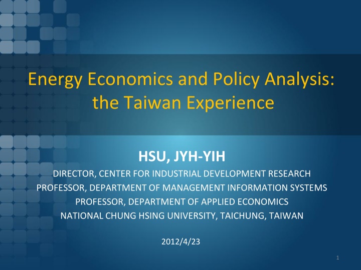energy economics and policy analysis the taiwan