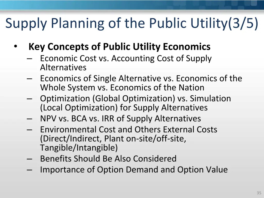 supply planning of the public utility 3 5