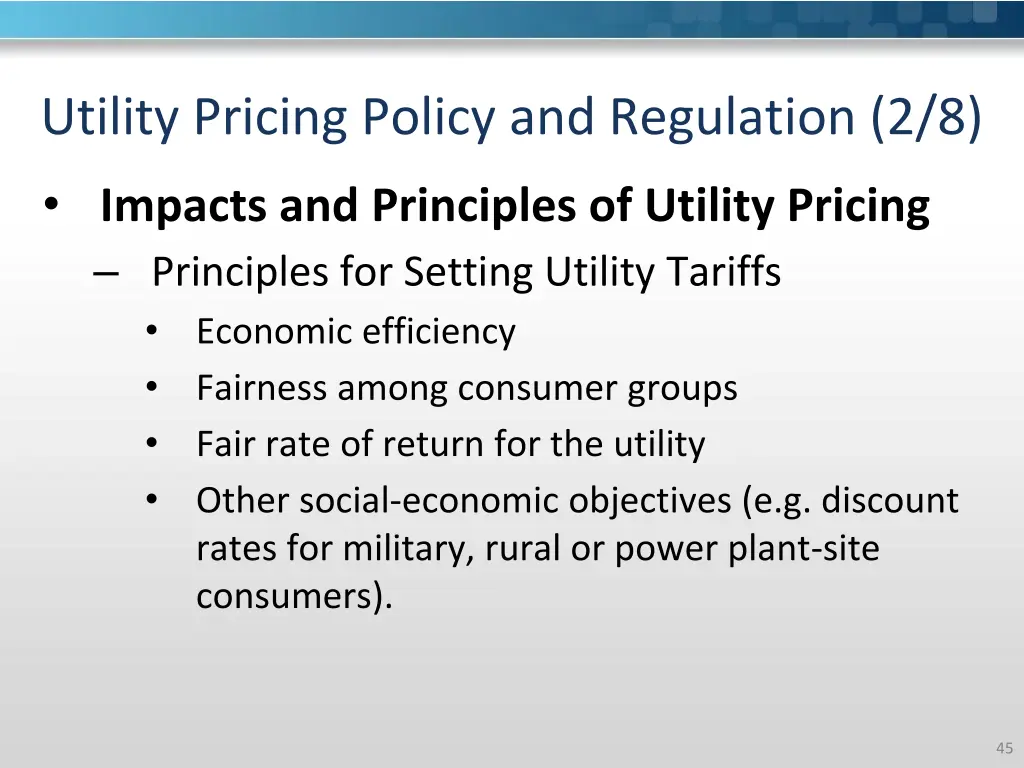 utility pricing policy and regulation 2 8