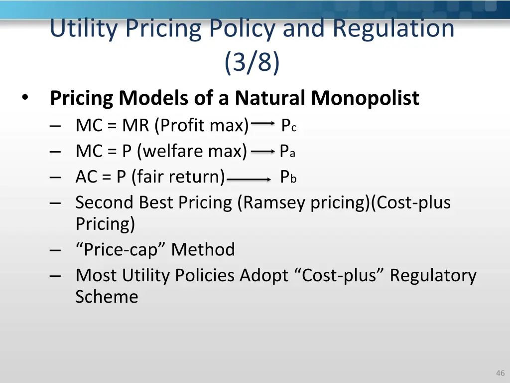 utility pricing policy and regulation 3 8