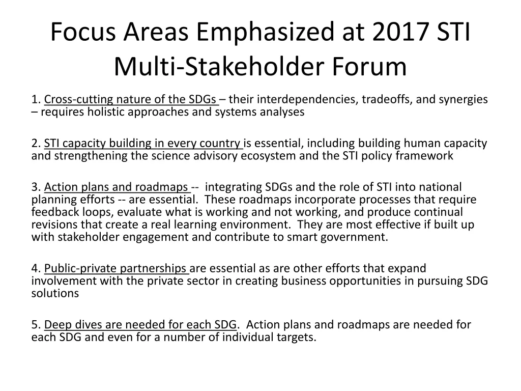 focus areas emphasized at 2017 sti multi