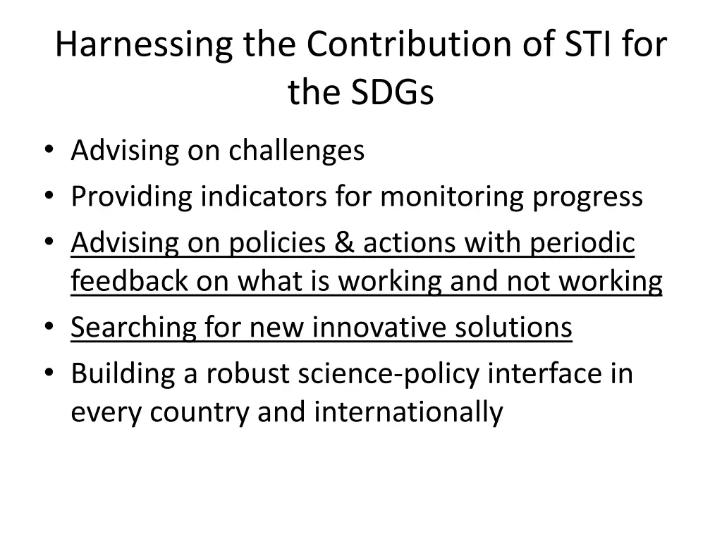 harnessing the contribution of sti for the sdgs