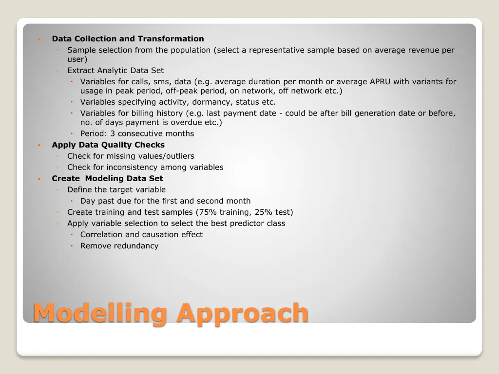 data collection and transformation sample