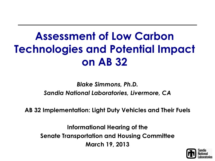 assessment of low carbon technologies