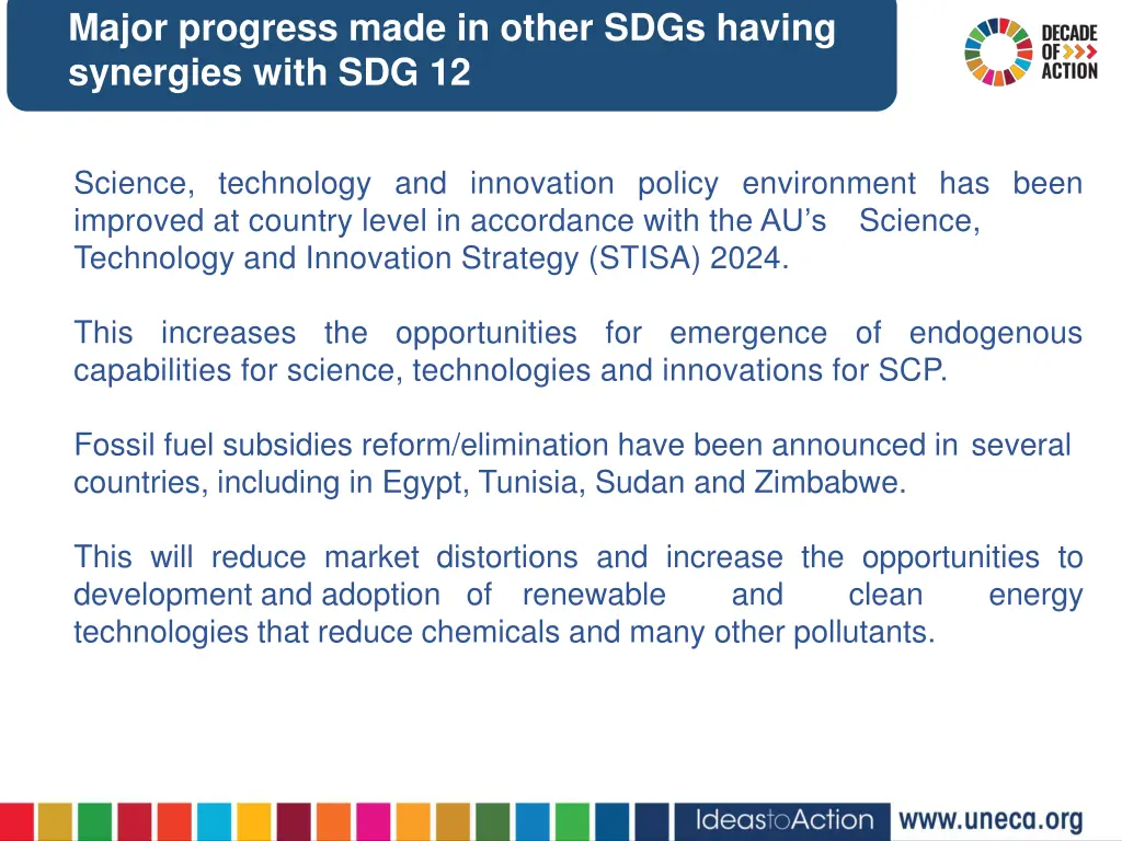 major progress made in other sdgs having