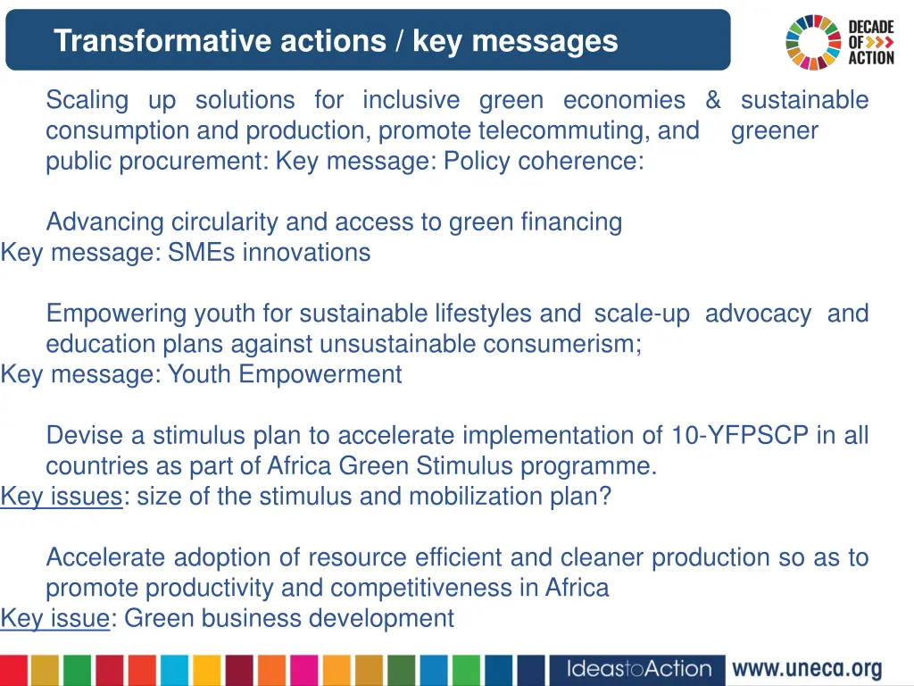 transformative actions key messages