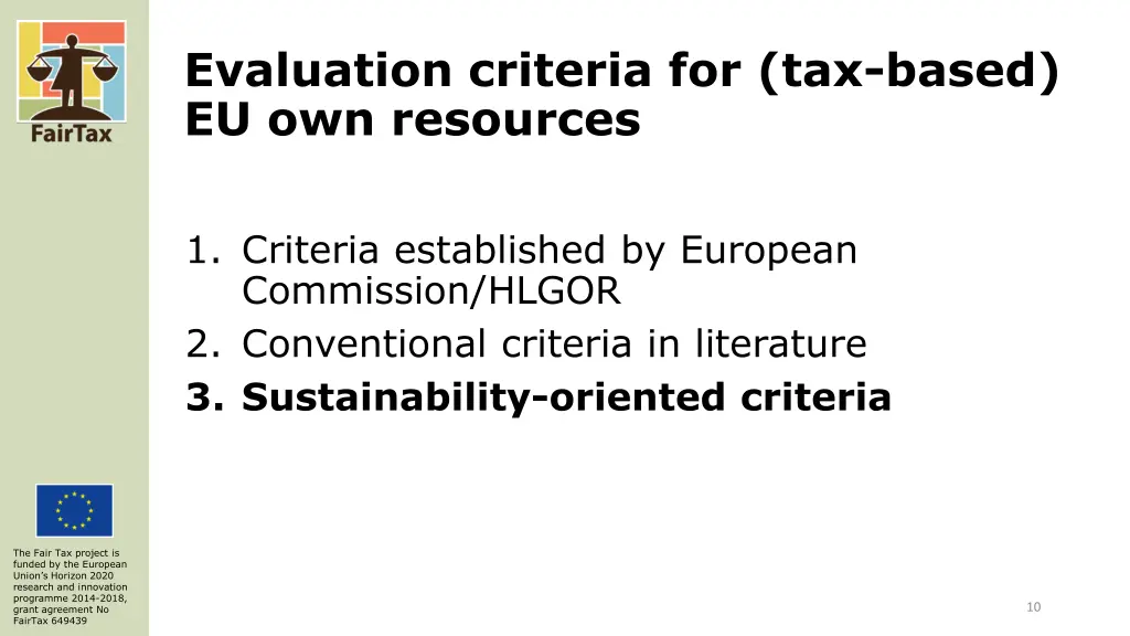 evaluation criteria for tax based eu own resources