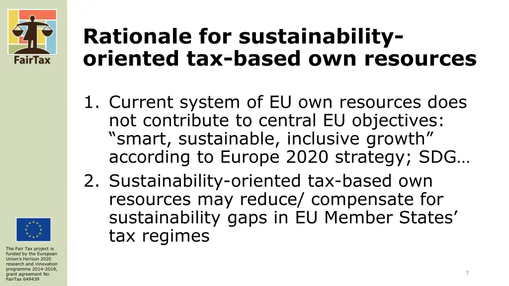 rationale for sustainability oriented tax based