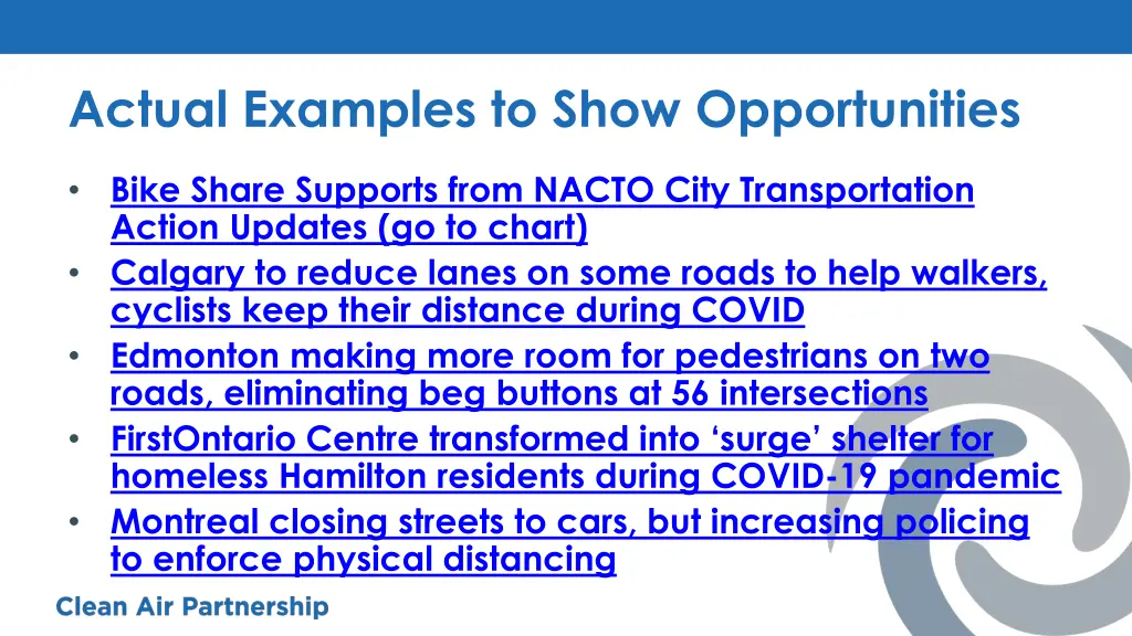 actual examples to show opportunities 1