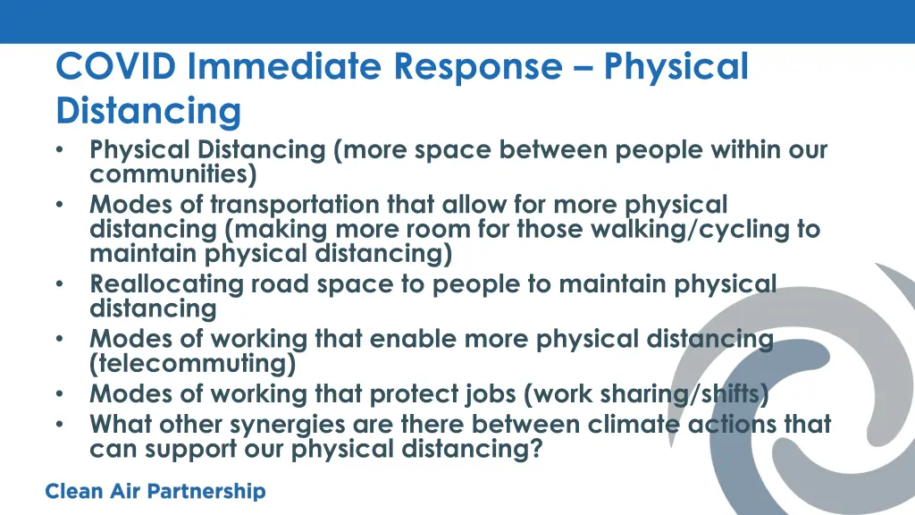 covid immediate response physical distancing