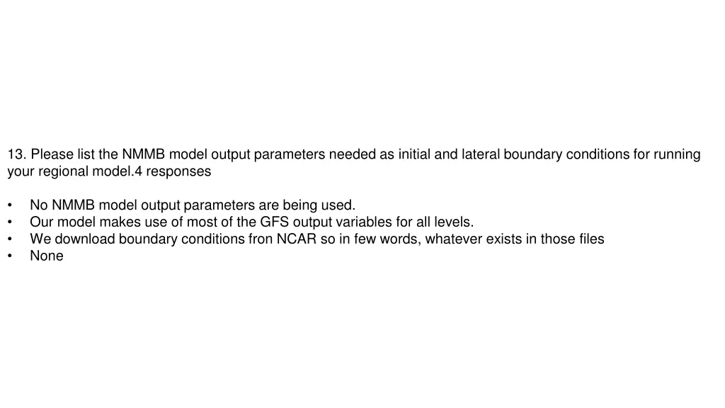 13 please list the nmmb model output parameters