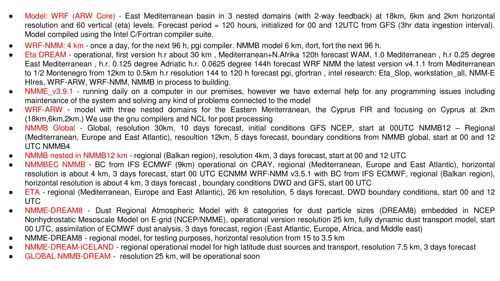 model wrf arw core east mediterranean basin