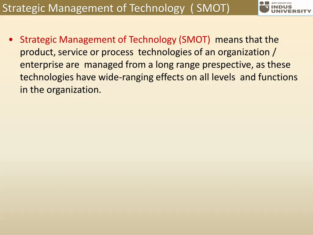 strategic management of technology smot