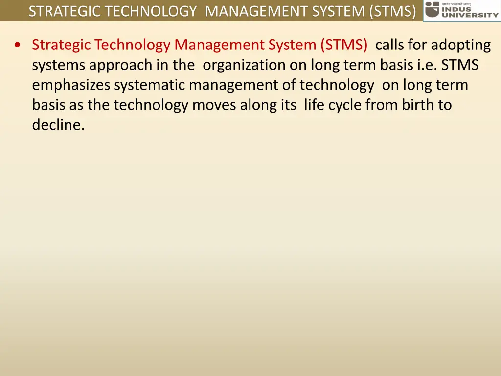 strategic technology management system stms