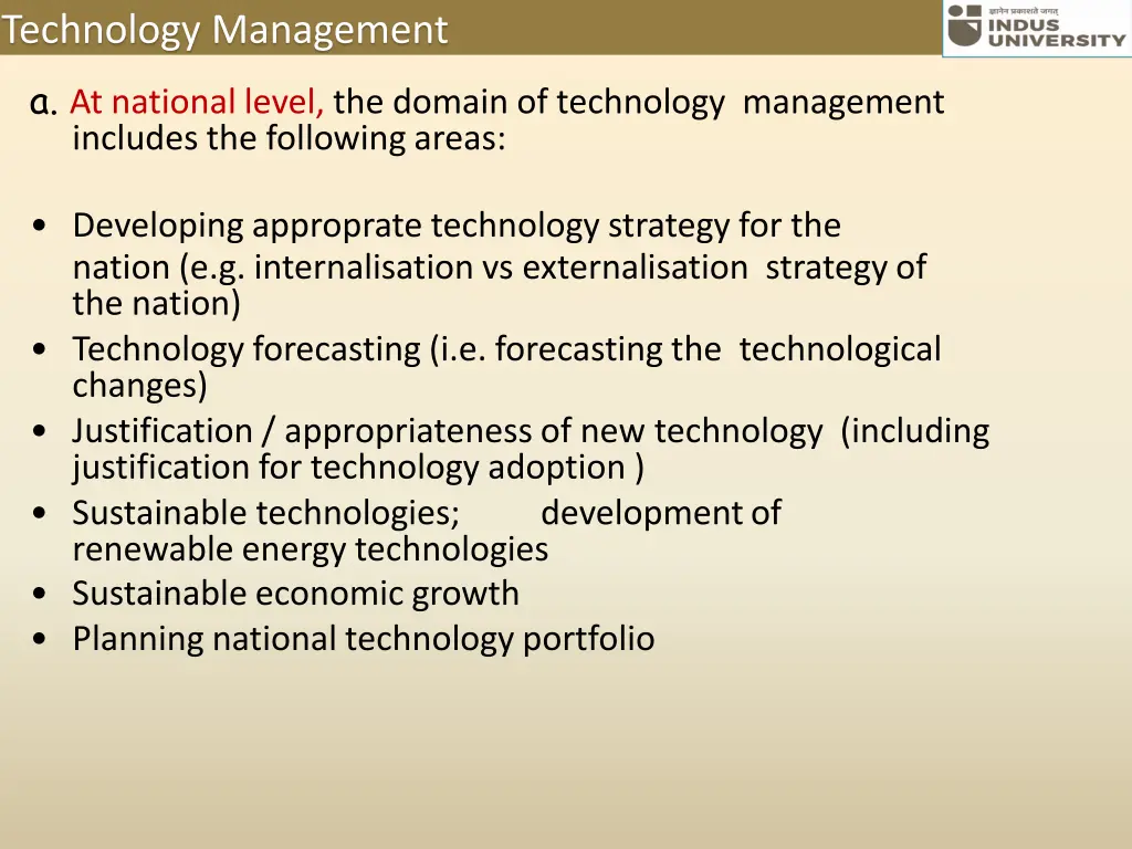 technology management a at national level