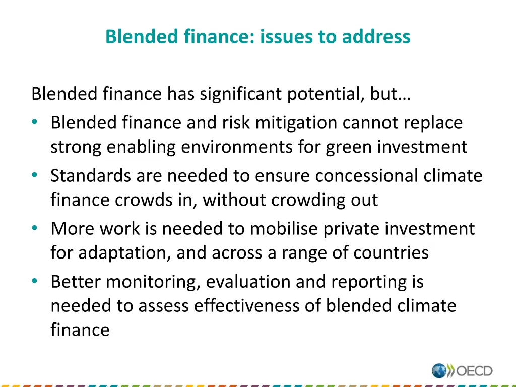 blended finance issues to address