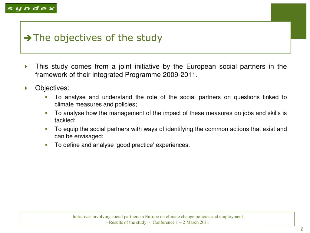 the objectives of the study