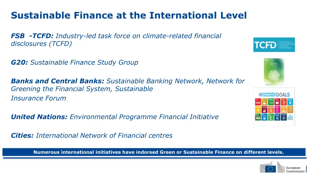 sustainable finance at the international level