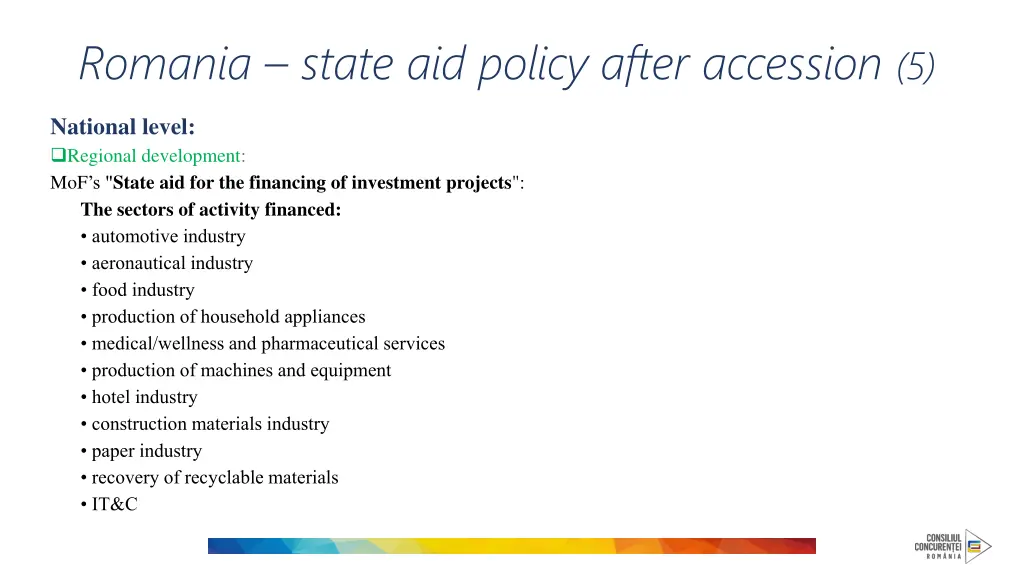romania state aid policy after accession 5