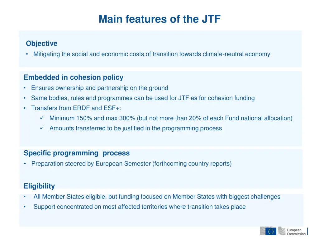 main features of the jtf