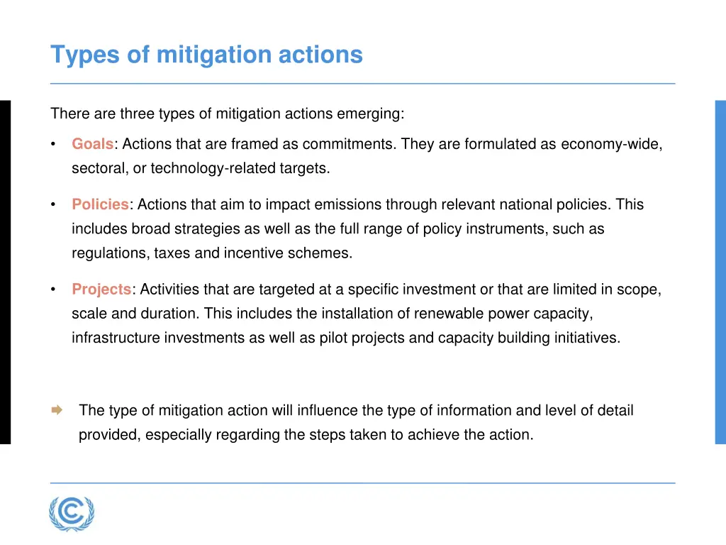 types of mitigation actions