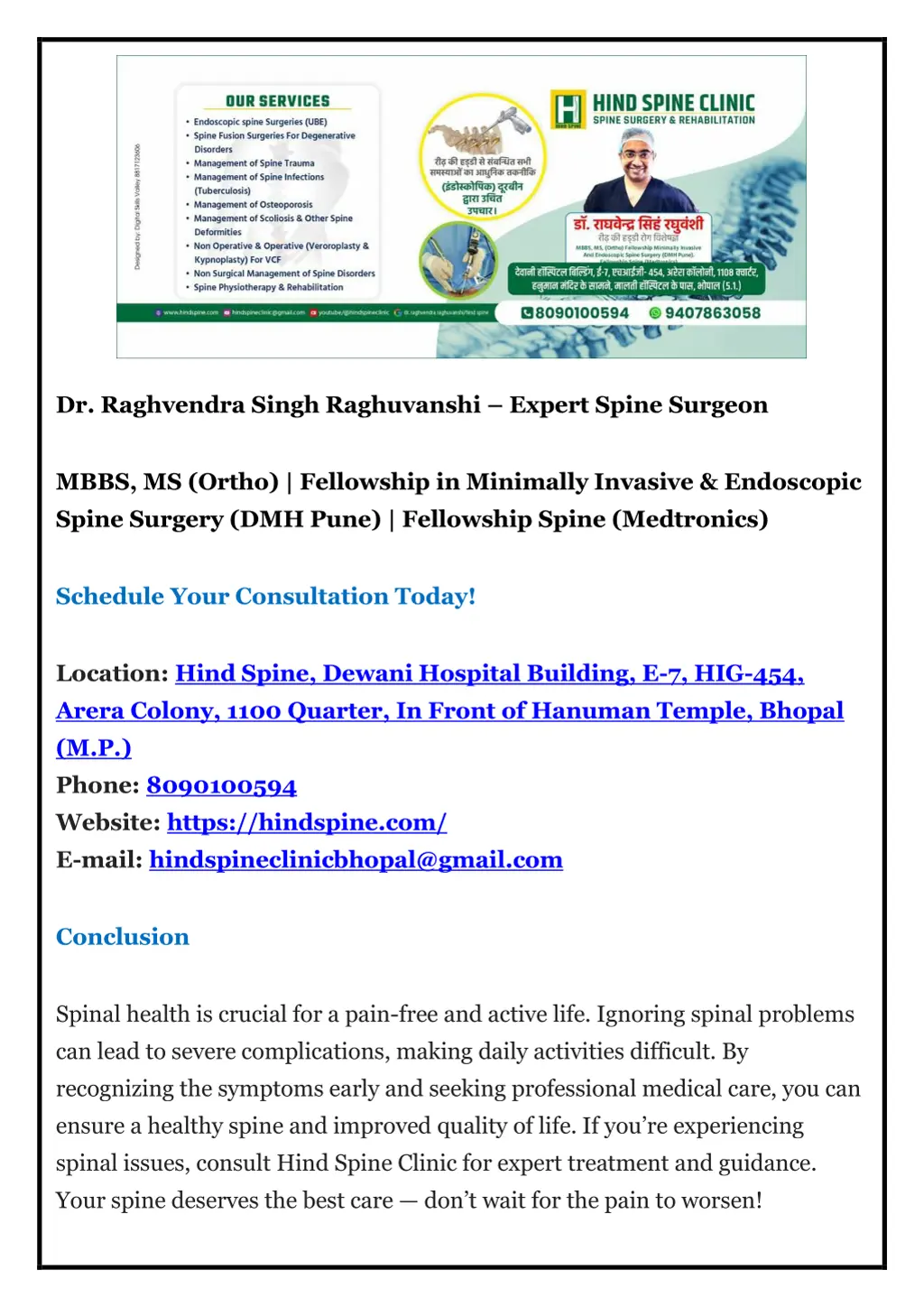 dr raghvendra singh raghuvanshi expert spine