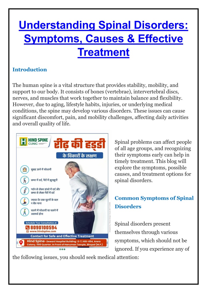 understanding spinal disorders symptoms causes