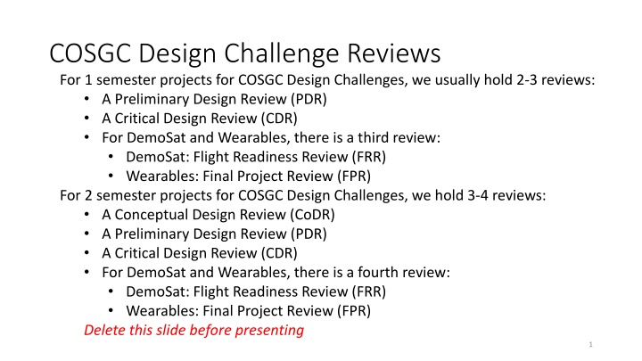 cosgc design challenge reviews for 1 semester