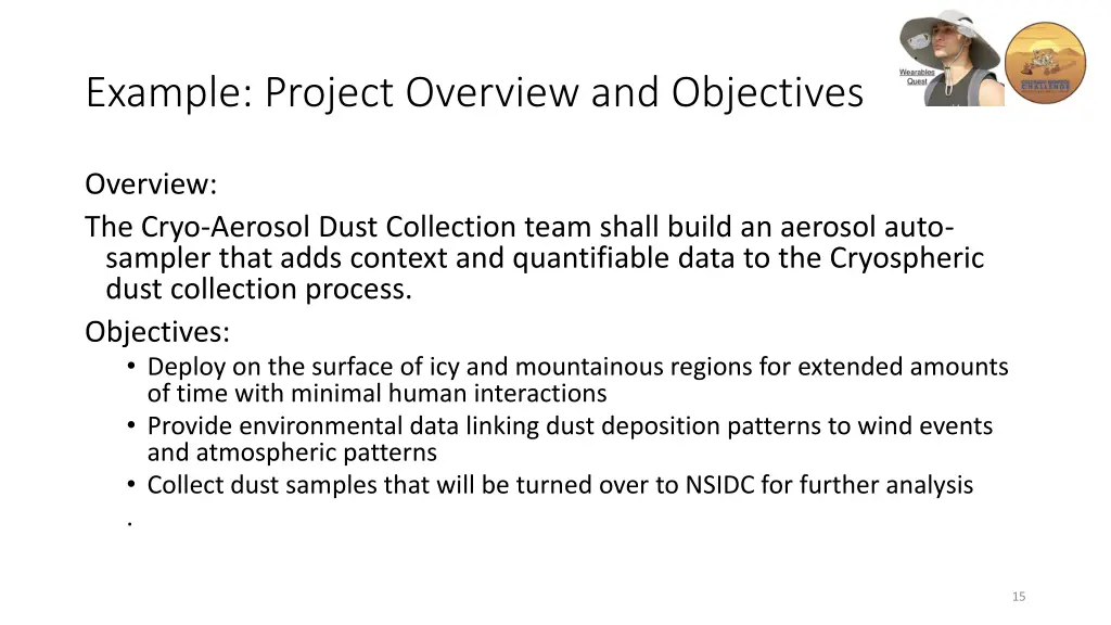 example project overview and objectives