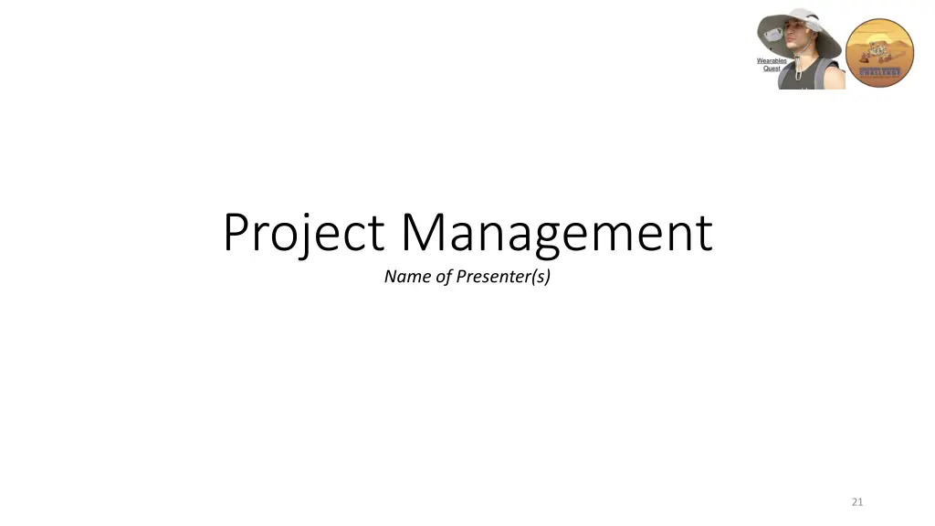project management name of presenter s