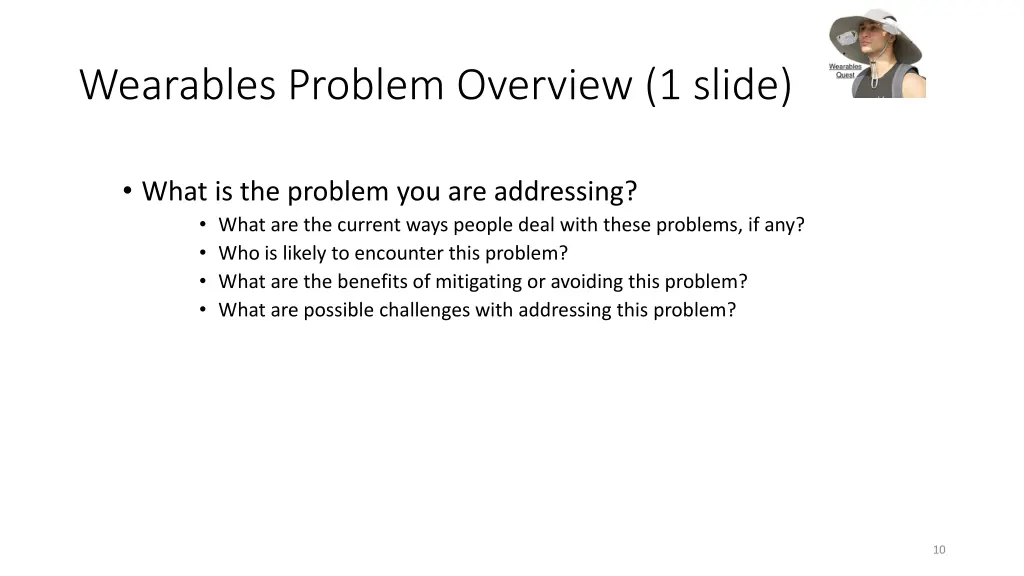 wearables problem overview 1 slide