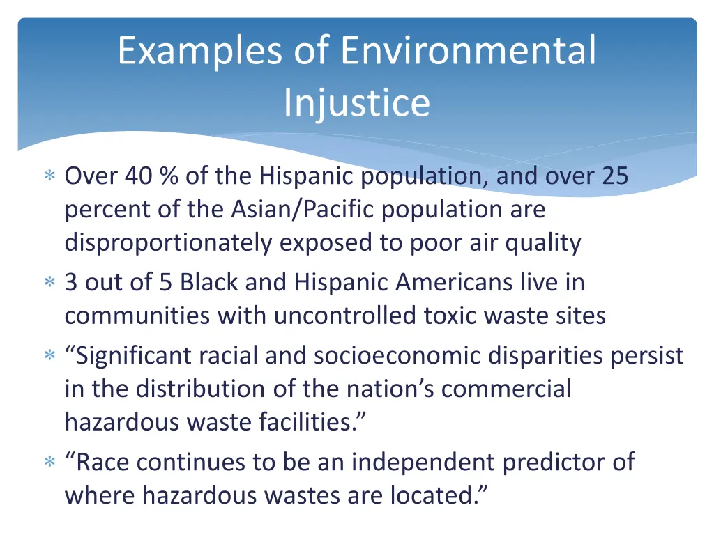examples of environmental injustice