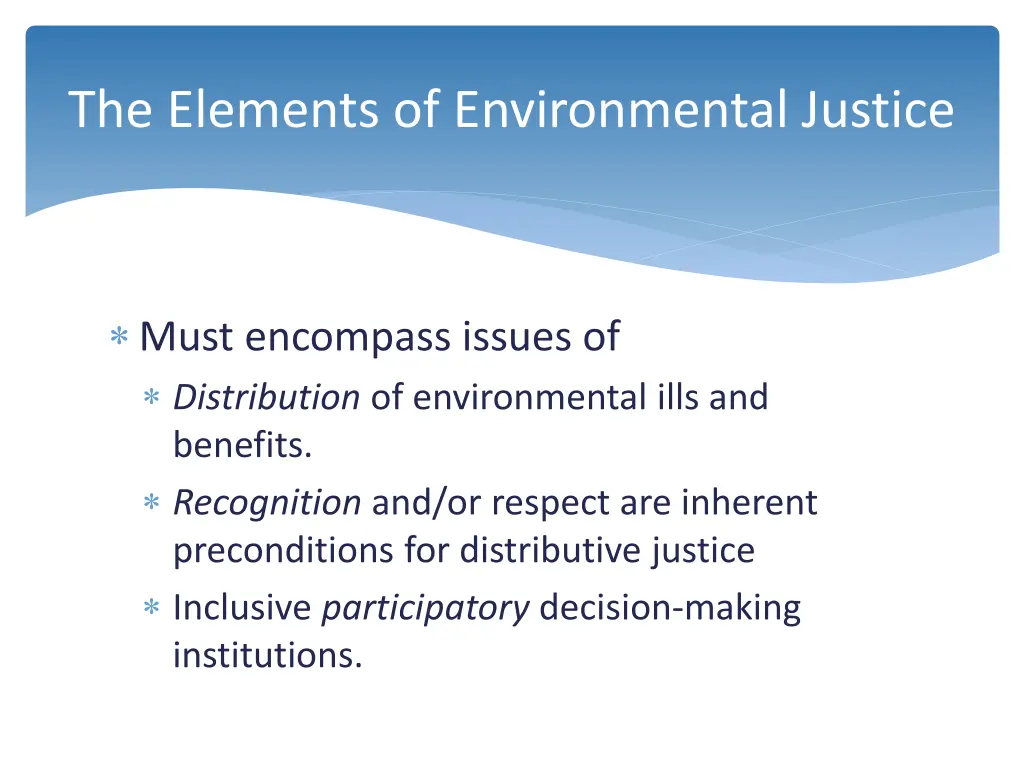 the elements of environmental justice
